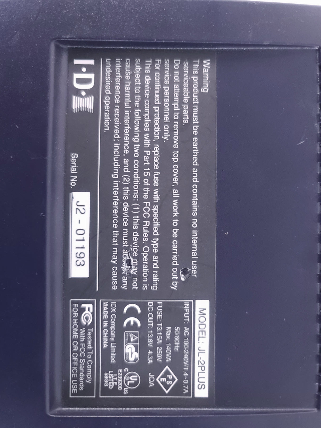 IDX JL-2PLUS Dual Channel Quick Charger w/ AC Adaptor