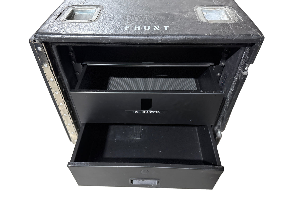 Hard Wheeled RU Case w/ (2) Drawers & 1RU Antenna Mount Rack Unit