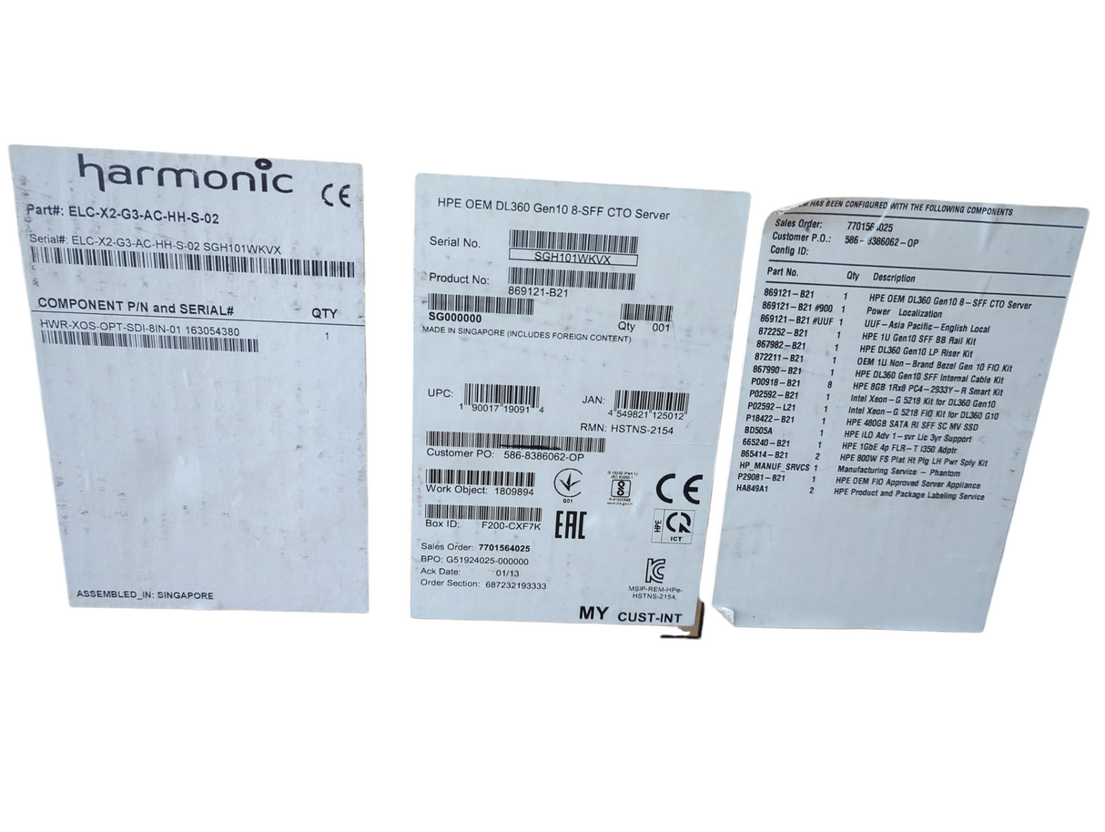 Harmonic ELC-X2-G3-AC-HH-S-02 Server (Open Box)