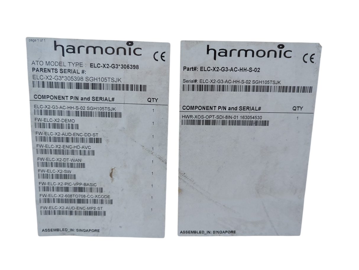 Harmonic ELC-X2-G3-AC-HH-S-02 Server (Open Box)