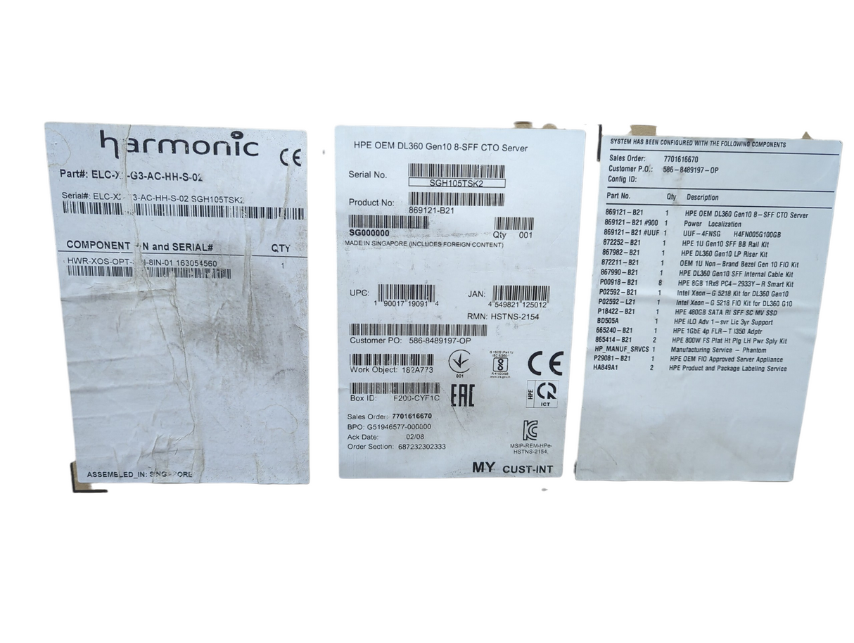 Harmonic ELC-X2-G3-AC-HH-S-02 Server (Open Box)