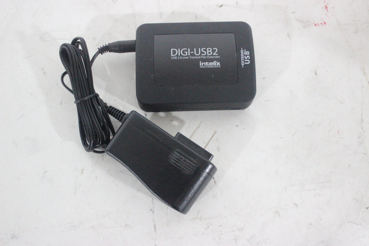 Intelix DIGI-USB2 1-Port USB 2.0 Over Twisted Pair Extender w/ CAT 5e/6/7 Extender Port & 24V 1A AC/DC Adapter Cable
