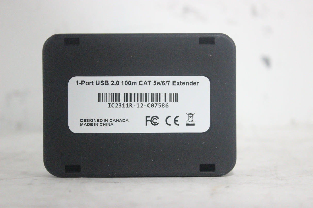 Intelix DIGI-USB2 1-Port USB 2.0 Over Twisted Pair Extender w/ CAT 5e/6/7 Extender Port & 24V 1A AC/DC Adapter Cable