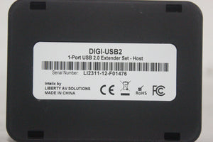 Intelix DIGI-USB2 1-Port USB 2.0 Over Twisted Pair Extender w/ CAT 5e/6/7 Extender Port & DC PSU