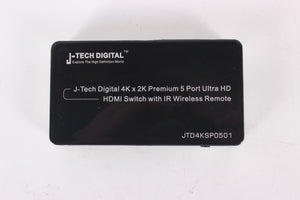 J-Tech Digital 4K x 2K 5 Port Ultra HD HDMI Switch w/ IR Wireless Remote in Original Box