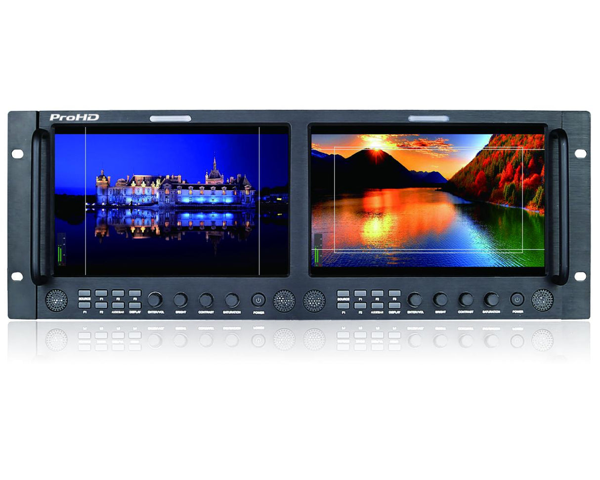 JVC Professional DT-X93HX2 ProHD Dual 9-IN Rack Display Monitor (3G-SDI, HDMI, Composite)
