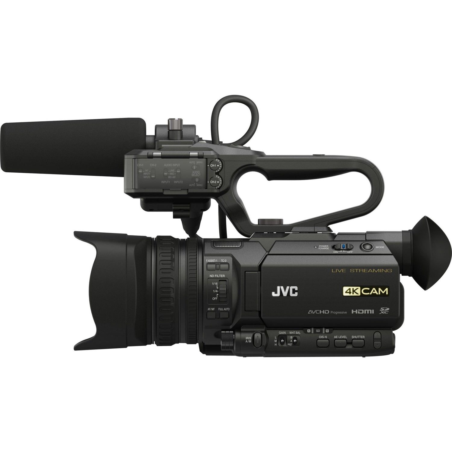 JVC Professional GY-HM170U 4KCAM Compact Handheld Camcorder w/Integrated 12x Lens