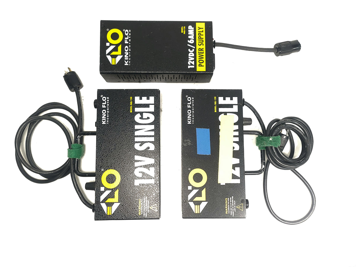 Kino Mini Flo Kit w/ (2) Kino Flo F14T12, (4) Power Cables, (2) Ballast 12V Single, Kino Flo Power Supply 12VDC/6AMP, in Hard Carry Case
