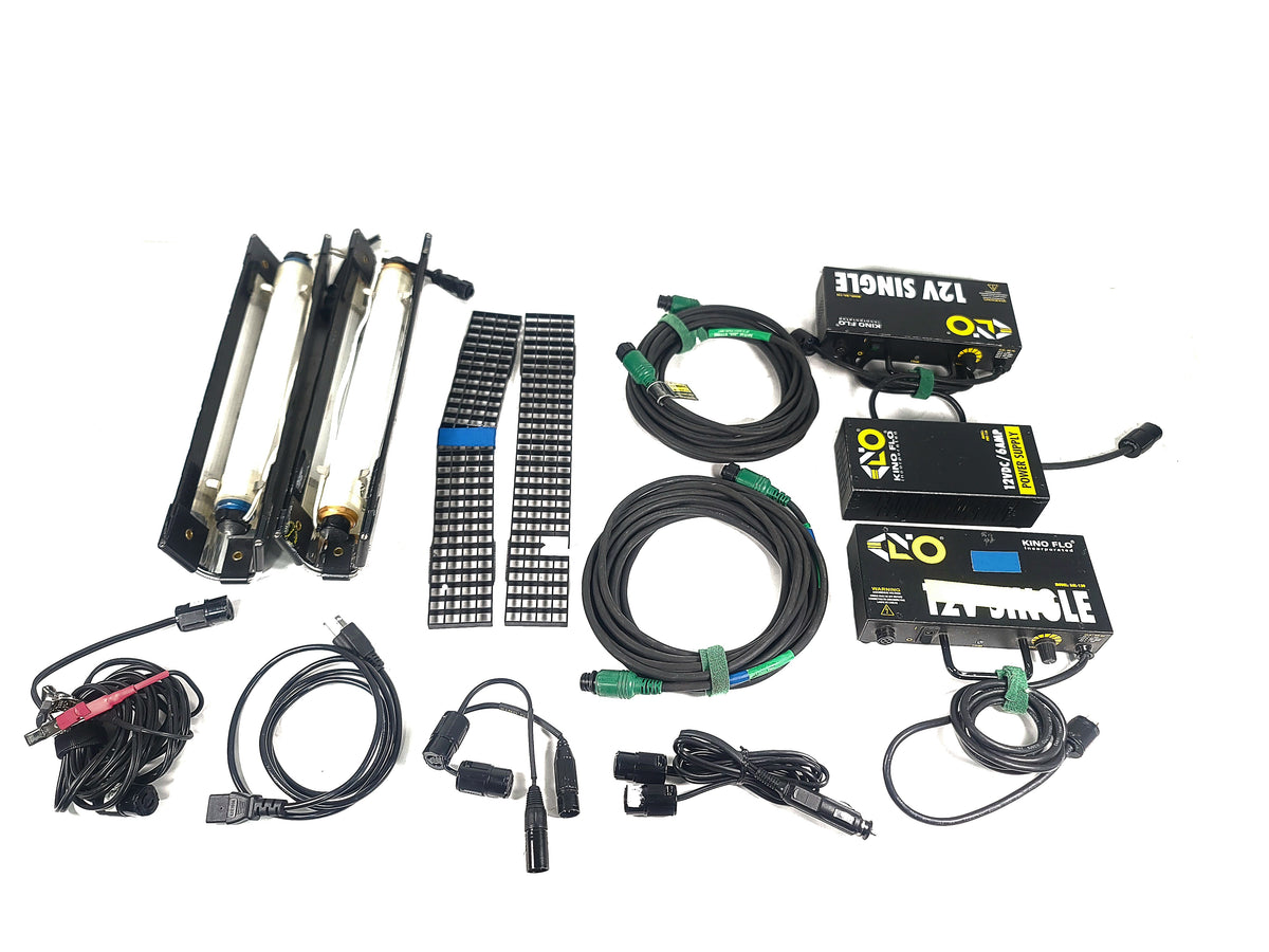 Kino Mini Flo Kit w/ (2) Kino Flo F14T12, (4) Power Cables, (2) Ballast 12V Single, Kino Flo Power Supply 12VDC/6AMP, in Hard Carry Case