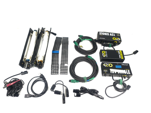 Kino Mini Flo Kit w/ (2) Kino Flo F14T12, (4) Power Cables, (2) Ballast 12V Single, Kino Flo Power Supply 12VDC/6AMP, in Hard Carry Case