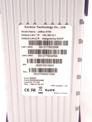 Korenix Technology Co JetBox8150 High Performance Multimedia Processor