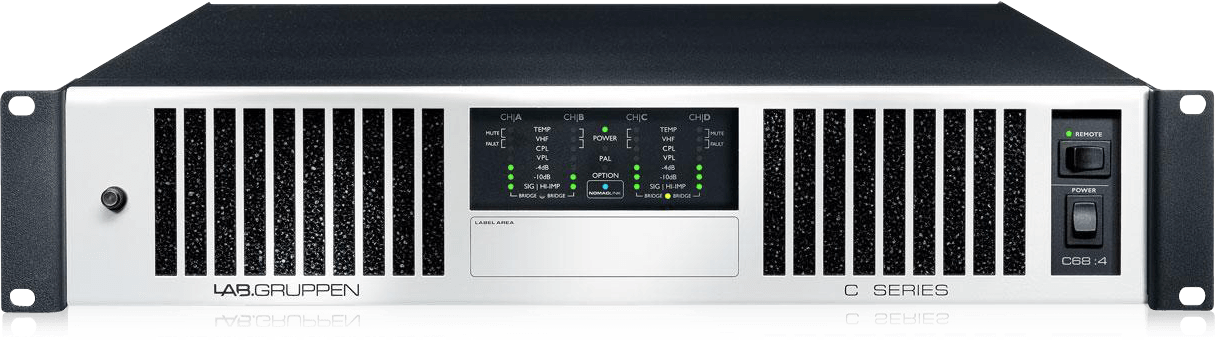 Lab.Gruppen C 68:4 6,800W 4-Channel Amplifier w/ NomadLink Network Monitoring and Dedicated Control for Install Applications