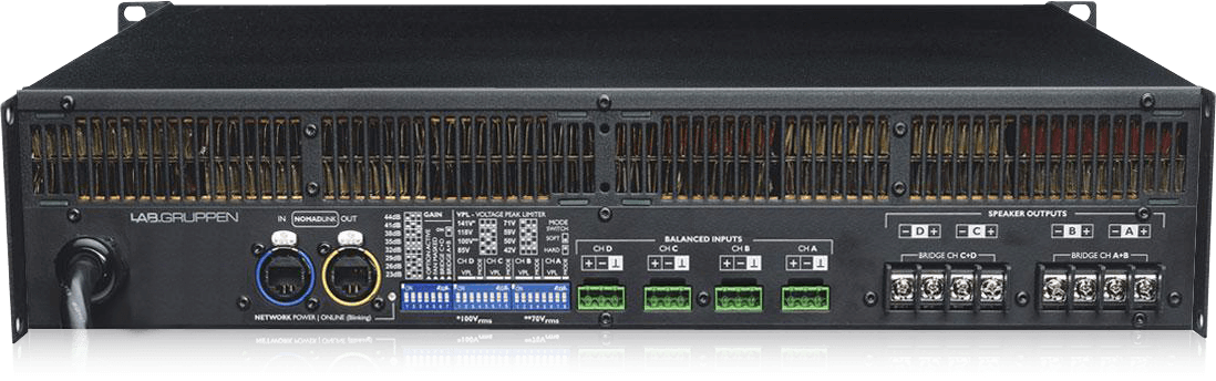 Lab.Gruppen C 68:4 6,800W 4-Channel Amplifier w/ NomadLink Network Monitoring and Dedicated Control for Install Applications