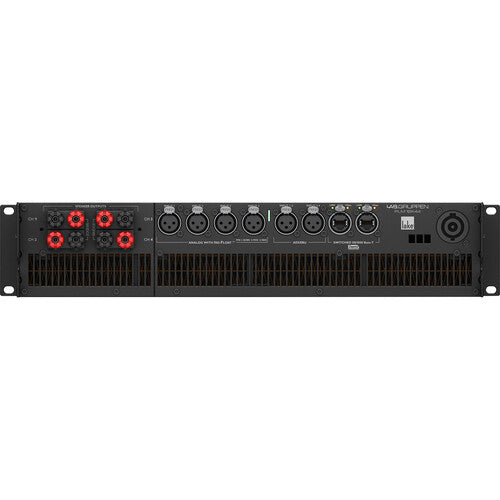 Lab.Gruppen PLM 12K44 BP 12,000-Watt Amplifier w/ 4 Flexible Output Channels on Binding Post Connectors and Lake Digital Signal Processing + Digital Audio Networking for Touring Applications