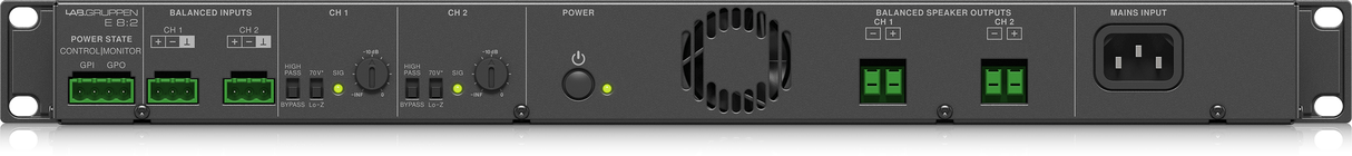 Lab Gruppen E 82_US1 800 Watt Amplifier with 2 Flexible Output Channels for Installation Applications