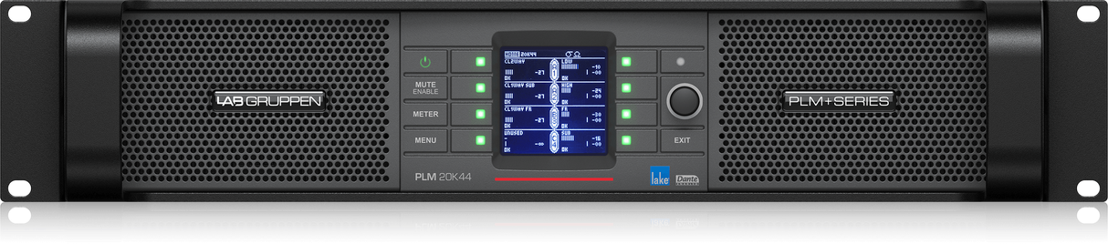Lab Gruppen PLM 20K44 BP_002 20,000W Amplifier with 4 Flexible Output-Channels on Binding Post Connectors, Lake Digital Signal Processing and Digital Audio Networking for Touring Applications