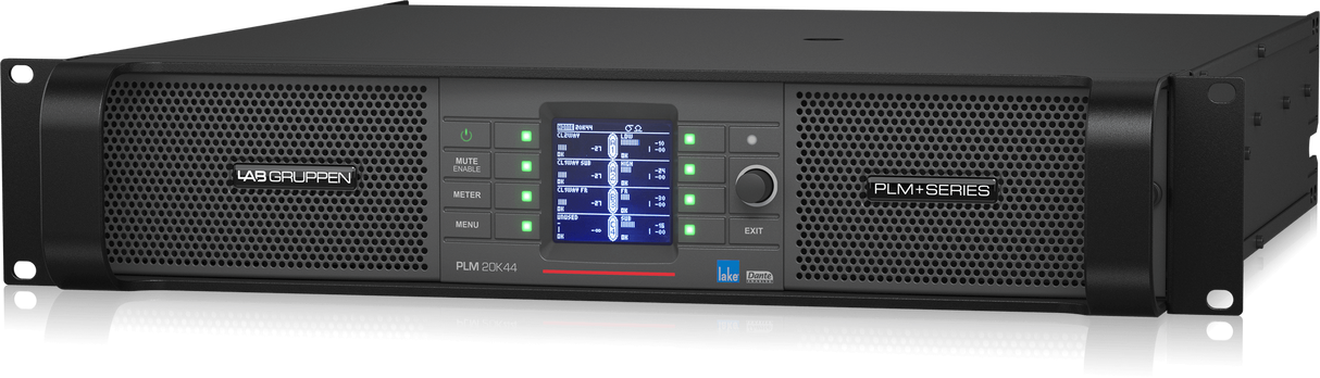 Lab Gruppen PLM 20K44 BP_002 20,000W Amplifier with 4 Flexible Output-Channels on Binding Post Connectors, Lake Digital Signal Processing and Digital Audio Networking for Touring Applications