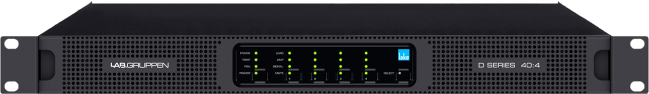 Lab Gruppen D 40:4L_US1 4000W Amplifier with 4 Flexible Output-Channels, Lake Digital Signal Processing and Digital Audio Networking for Installation Applications