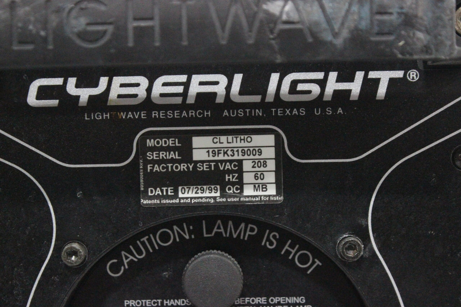 LightWave Research Cyberlight CL Litho DMX Scanner Lighting Fixture