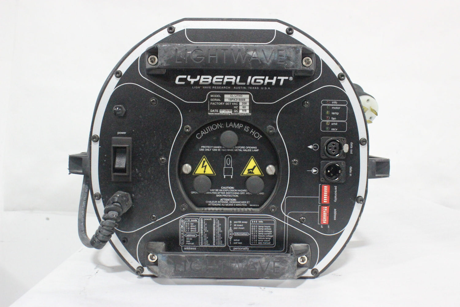 LightWave Research Cyberlight CL Litho DMX Scanner Lighting Fixture
