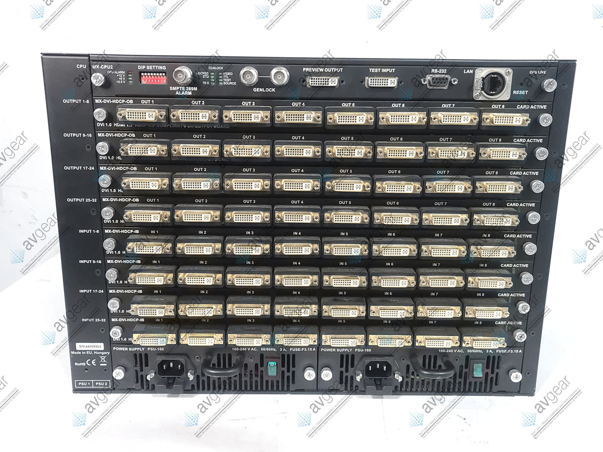 Lightware MX-FR33R 33x33 Crosspoint MX Modular Digital Router w/ (4) MX-DVI-HDCP-OB DVI Matrix Output Boards, (4) MX-DVII-HDCP-IB DVI-I Input Boards
