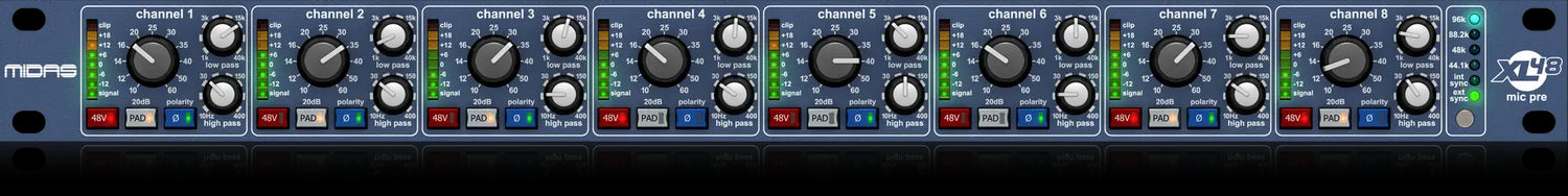 MIDAS XL48 8-Channel DIGI-LOG Microphone Preamplifier w/ 96 kHz Converters and ADAT Outputs