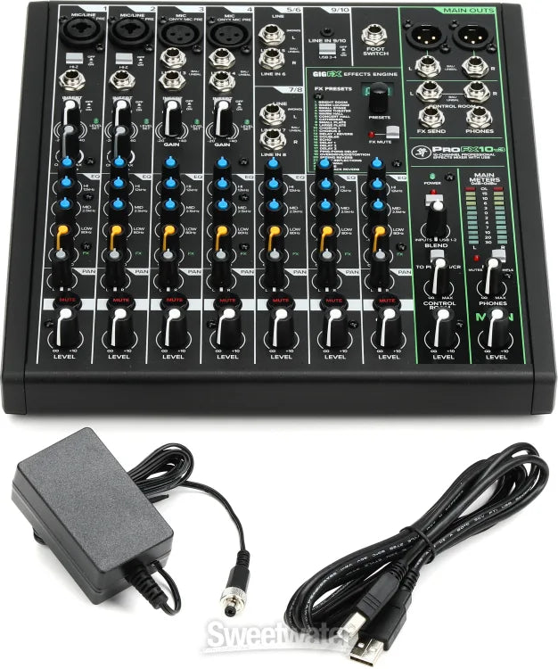 Mackie MCK-2051300-00 ProFX10v3 10 Channel Professional Effects Mixer with USB