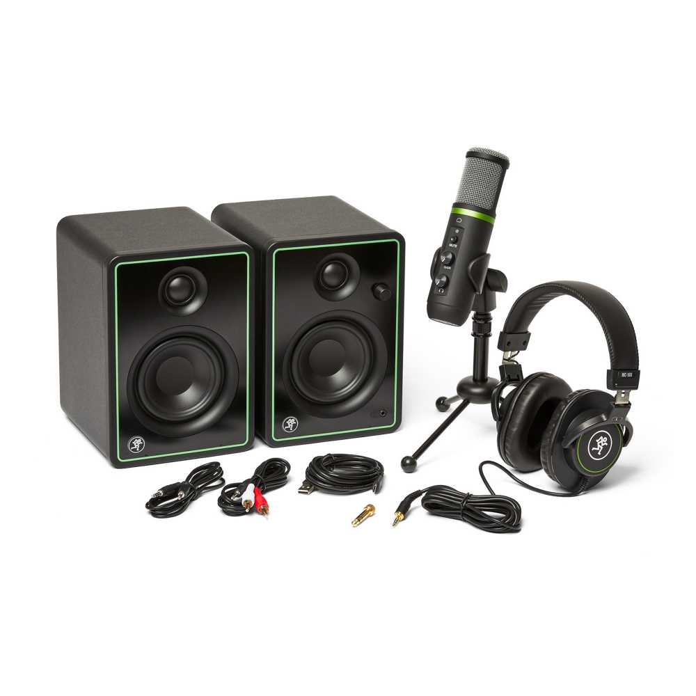 Mackie MCK-2052134-00 Content Creation Bundle w/ CR3-X monitors, EM-USB condenser mic, and MC-100 headphones