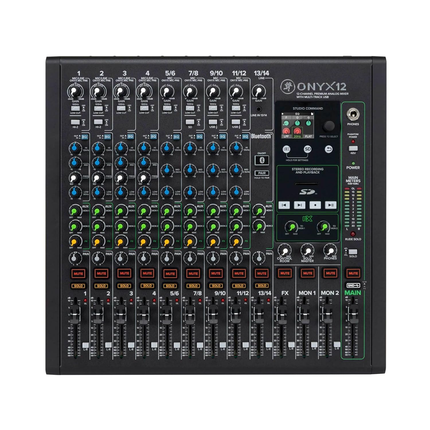 Mackie Onyx12 12-Channel Premium Analog Mixer with Multi-Track USB