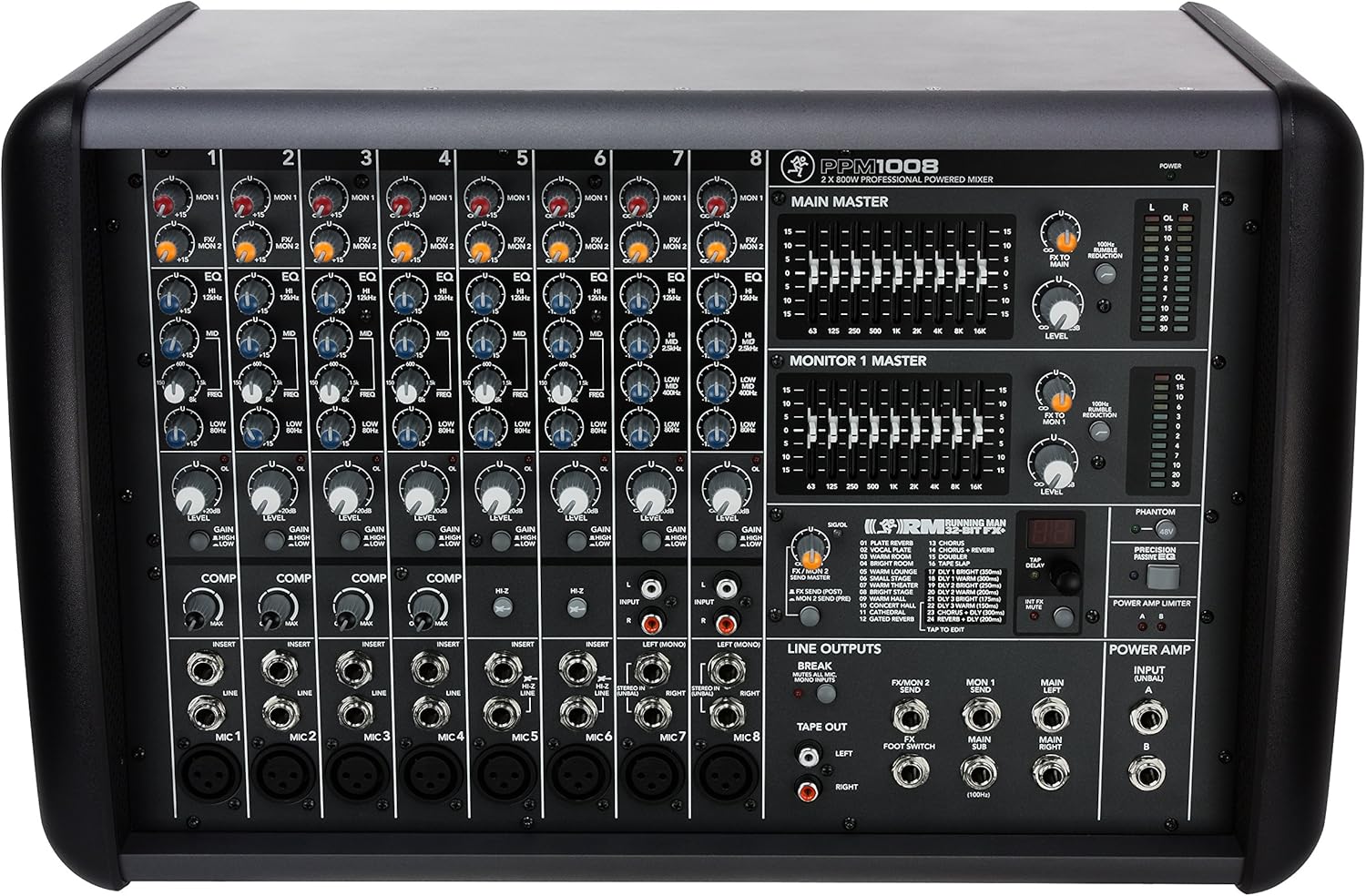 Mackie PPM1008 1600W 8-Channel Powered Mixer w/ Effects