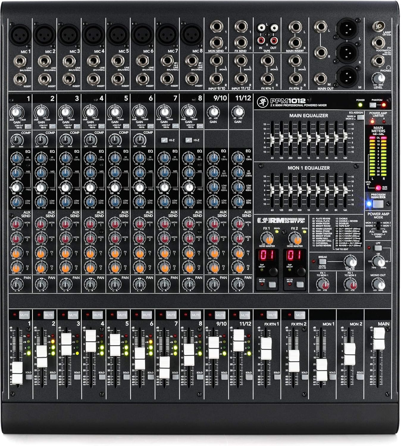 Mackie PPM1012  1600W 12-channel Powered Desktop Mixer w/ Effects