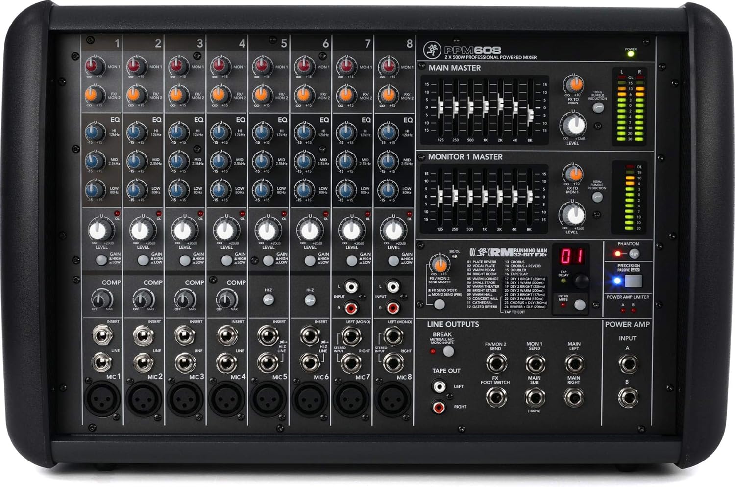 Mackie PPM608 1000W 8-channel Powered Mixer w/ Effects