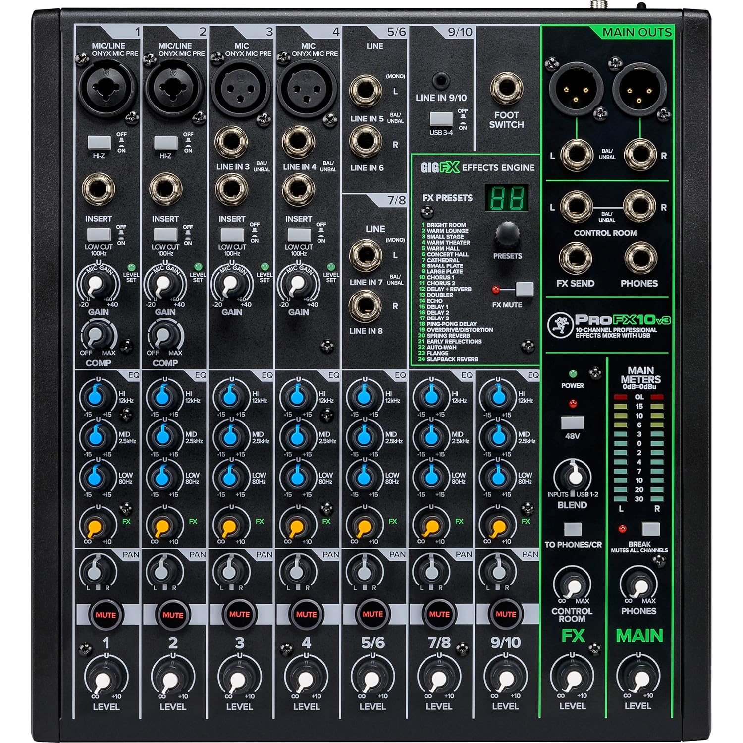 Mackie ProFX10v3 10-Channel Professional Effects Mixer w/ USB