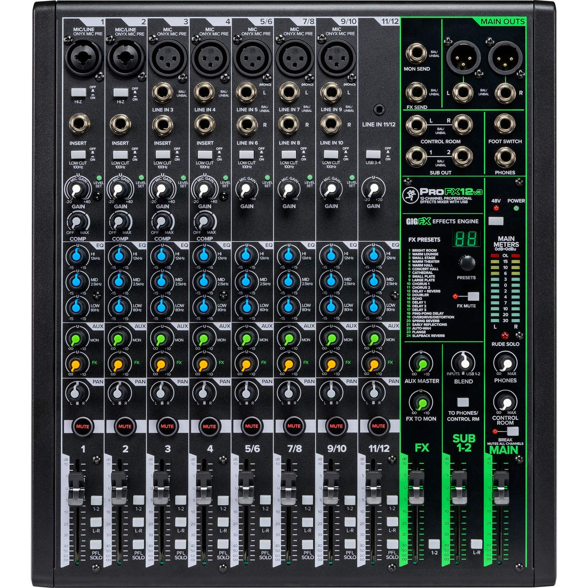 Mackie ProFX12v3 12-Channel Professional Effects Mixer w/ USB