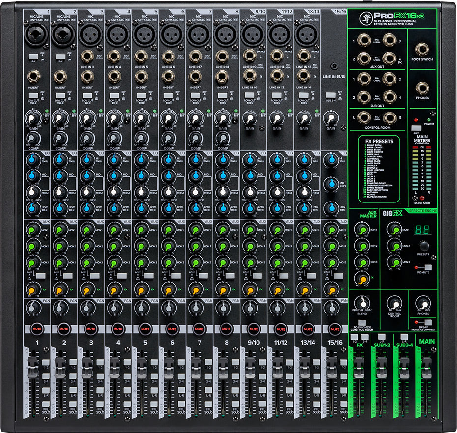 Mackie ProFX16v3  16-Channel 4-bus Professional Effects Mixer w/ USB