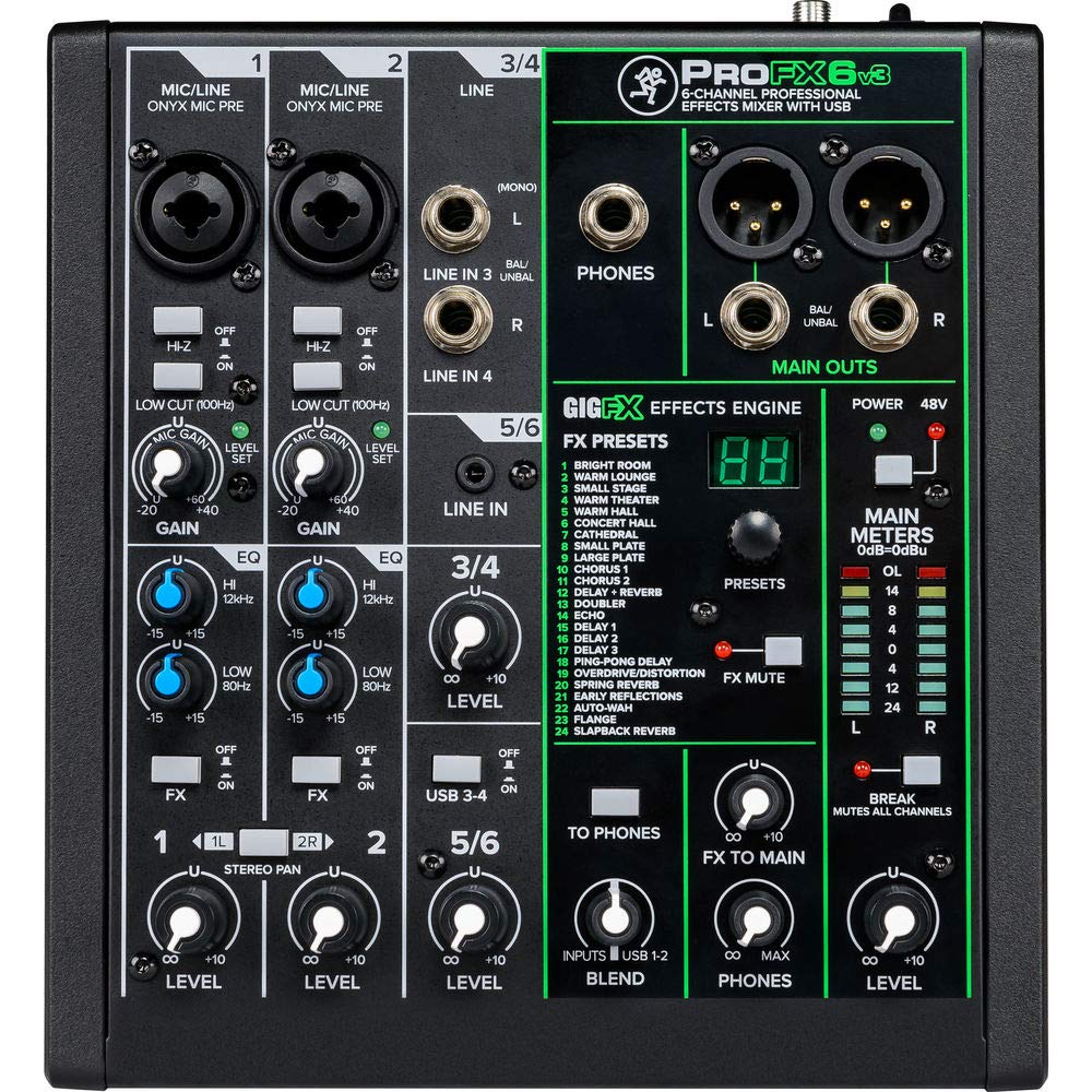Mackie ProFX6v3 6-Channel Professional Analog Mixer w/ USB