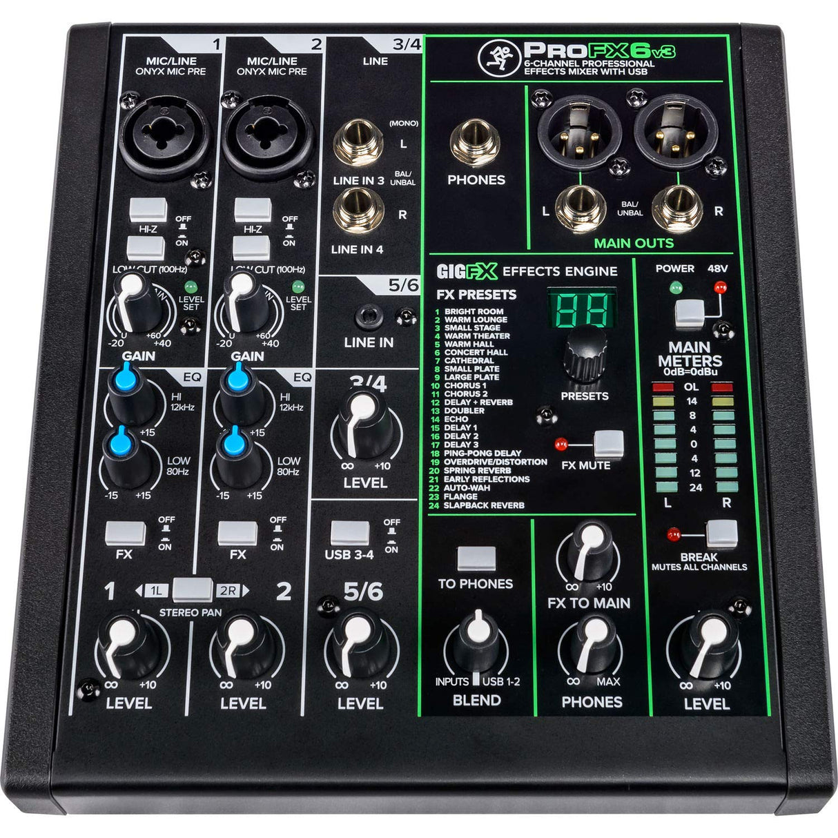 Mackie ProFX6v3 6-Channel Professional Analog Mixer w/ USB