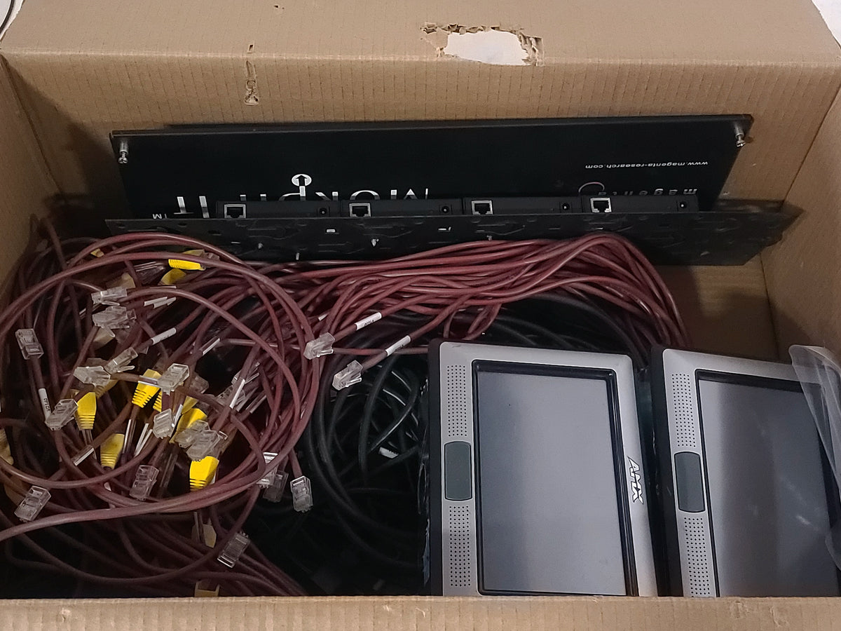 Magenta Bundle w/ (2) AMX NXD-700VI Touch Screen Panels, Magenta Mondo III, Morph-It 16 Slot Frame, (4) Multiview 500A Receivers, Magenta Multiview AK600 DP Receiver, Various Cables (On Pallet)