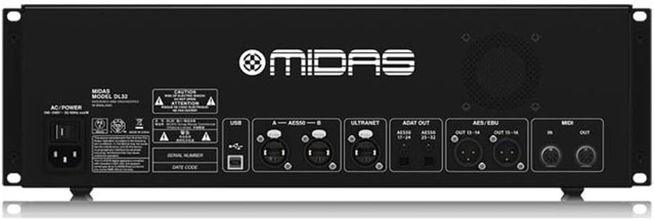 Midas DL32 32 Input, 16 Output Stage Box w/ 32 Midas Microphone Preamplifiers, ULTRANET and ADAT Interfaces