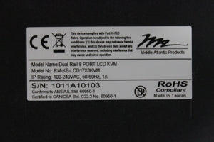 Middle Atlantic RM-KB-LCD17X8KVM Rackmount LCD, Keyboard, KVM Switch and Touchpad