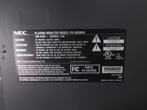 NEC PlasmaSync PX-50XM5A 50-Inch Plasma Monitor w/ (2) NEC PX-50SP1U Speakers in Wheeled Road Case