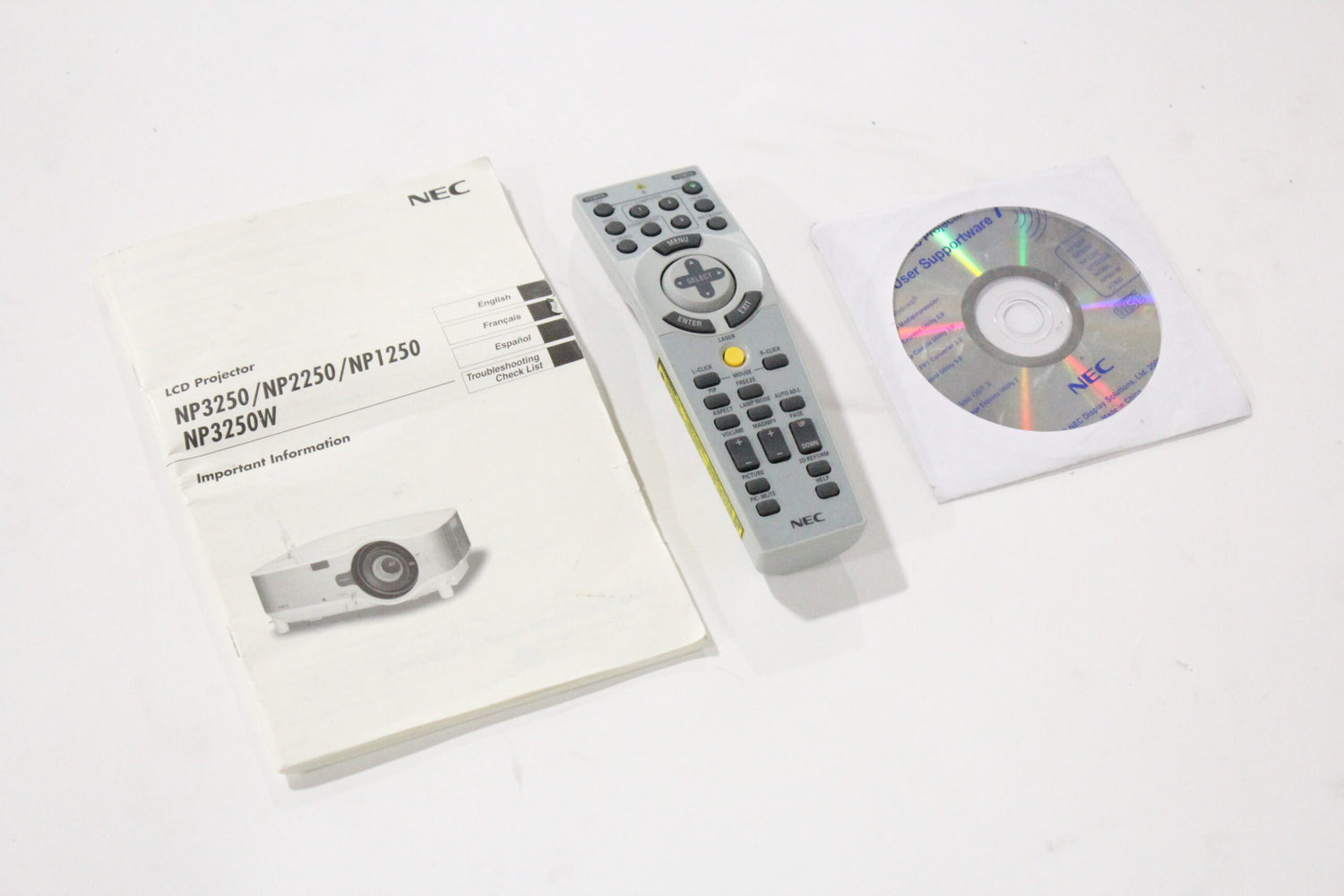 NEC NP3250W 4000 Lumens 1280x800 WXGA Conference Room Projector w/ Remote ( 1030 Lamp Hours)