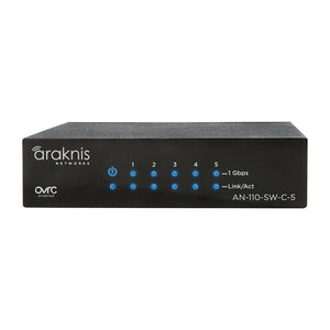 Araknis Networks AN-110-SW-C-5 110 Series Unmanaged+ Gigabit Switch, Compact Enclosure, 5-Ports, Rear Facing Ports