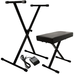 On-Stage TMP-KPK6520BB Keyboard Stand and Bench Pack with Keyboard Sustain Pedal
