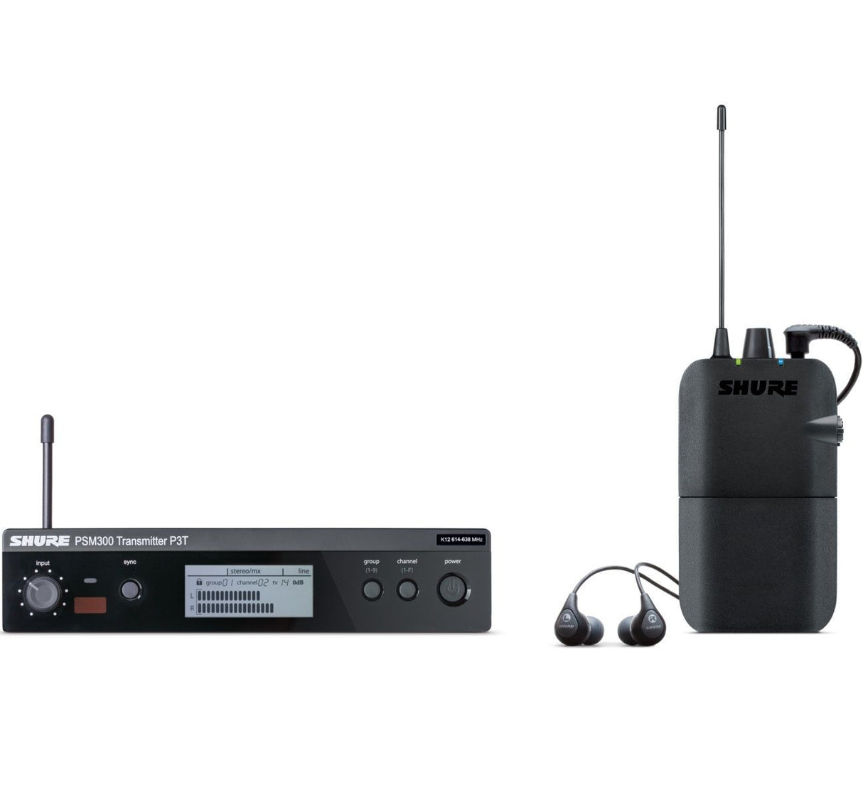 Shure P3TR112GR - PSM 300 Wireless In-Ear Monitoring Set with SE112 Earphones (G20 Band: 488-512 MHz)