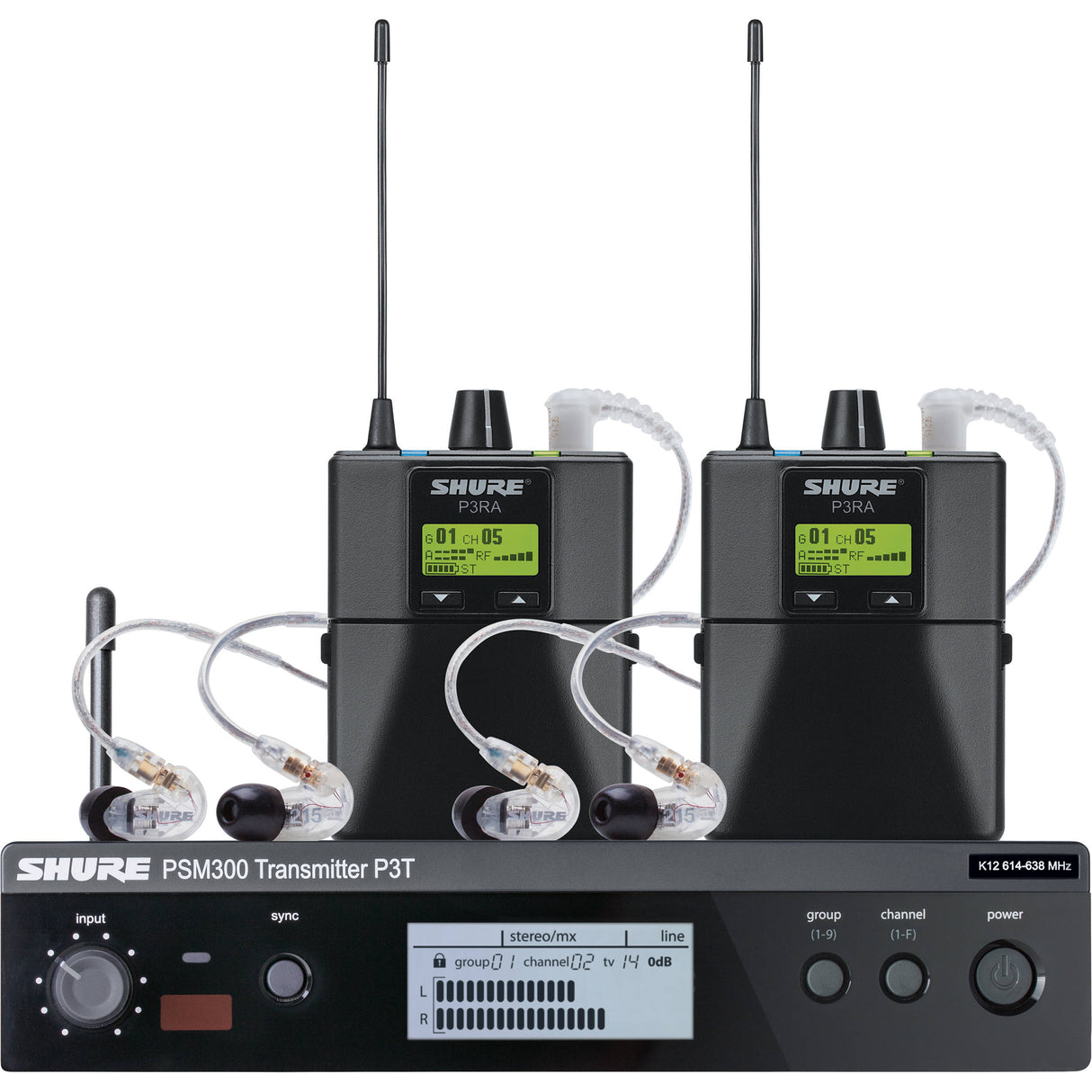 Shure PSM300 P3TRA215TWP Twin-Pack Pro Wireless In-Ear Monitor Kit (J13: 566 to 590 MHz)