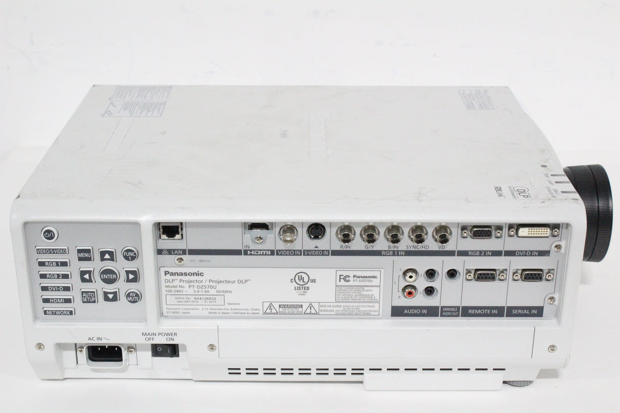 Panasonic PT-DZ570U 4000 Lumen WUXGA DLP Conference Projector (FOR PARTS)