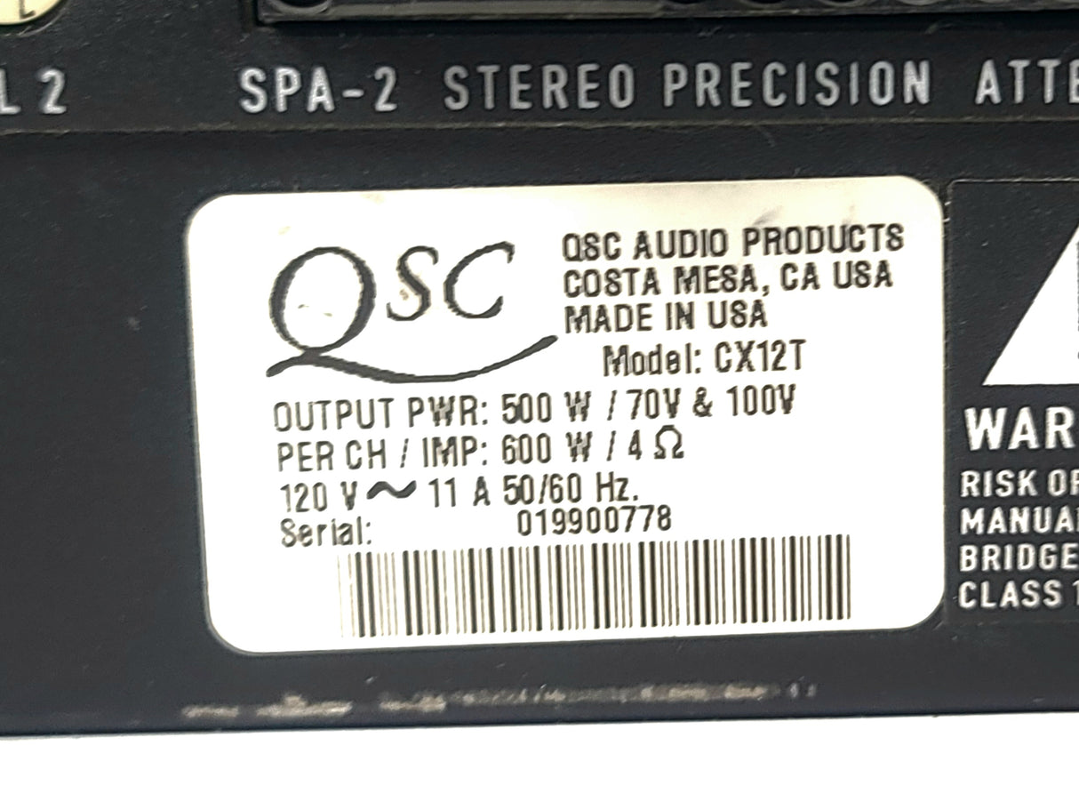 QSC CX12T CX Series 2-channel Professional Power Amplifier