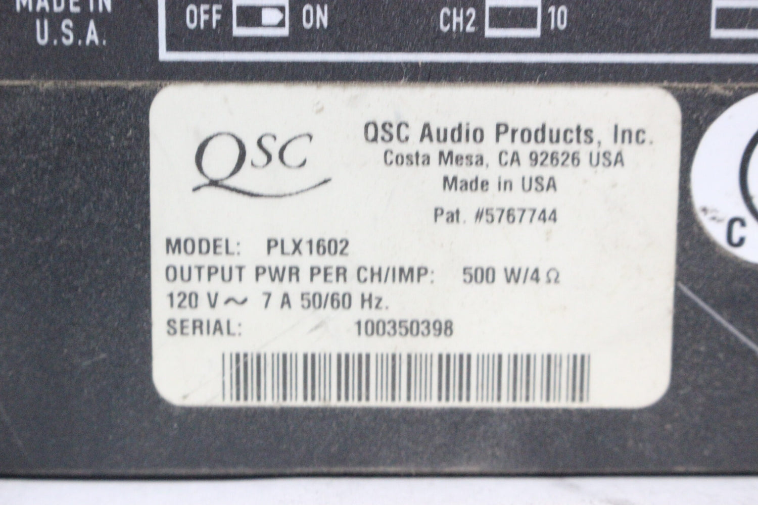 QSC PLX 1804 2-Channel 1800W Power Amplifier