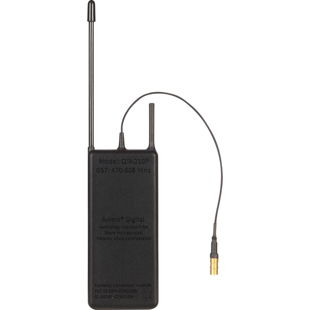 Shure Q5X QT-AD10P PlayerMic Flexible Wireless Bodypack Transmitter with LEMO 1-Pin Connector (G57: 470 to 608 MHz)